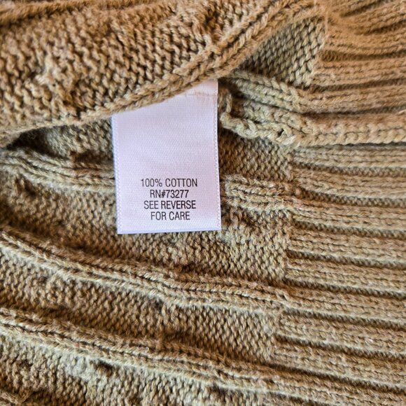 Women's Croft and Barrow Sweater Green Crew Neck Large Cable Style [A] - Picture 6 of 7